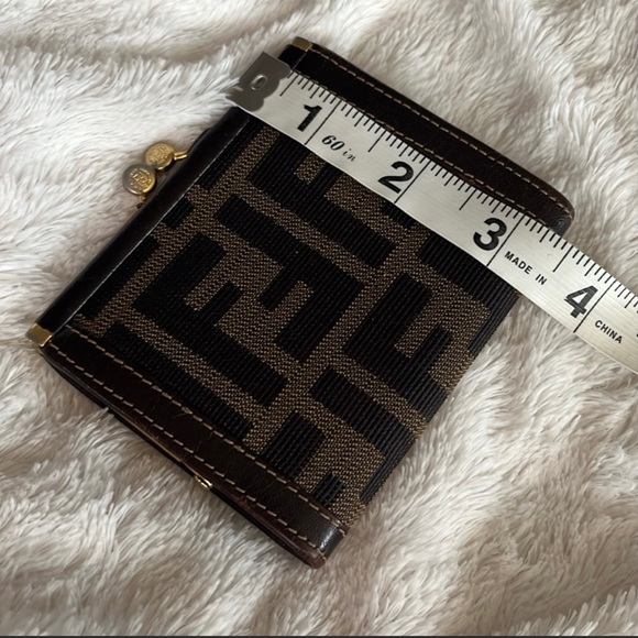 Authentic Fendi Zucca Kiss Lock Coin Wallet - Picture 10 of 13